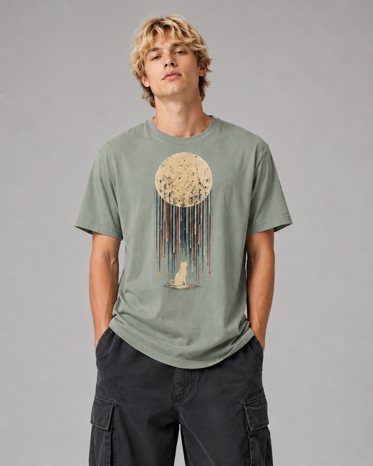 Color: Sage | Moonfall tee front Model 1