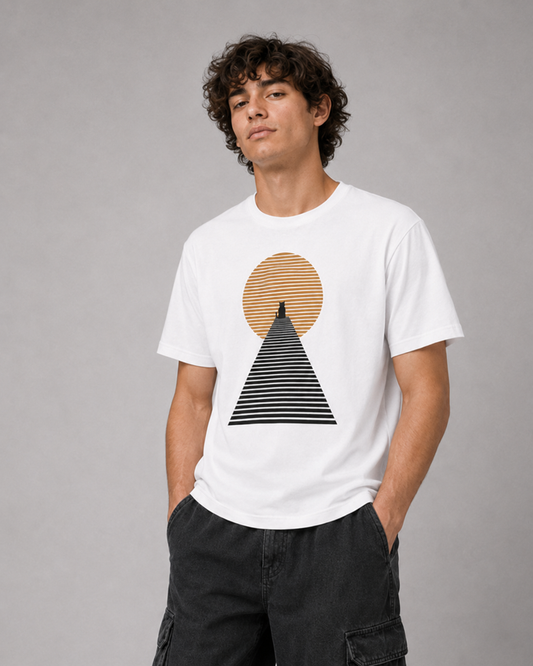 Color: White | Ascent tee front Model 1