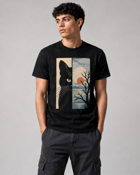 Color: Black | Calm tee front Model 1