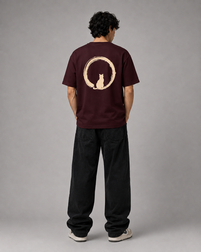 Color: Oxblood Black | Quiet Orbit tee back Model 3