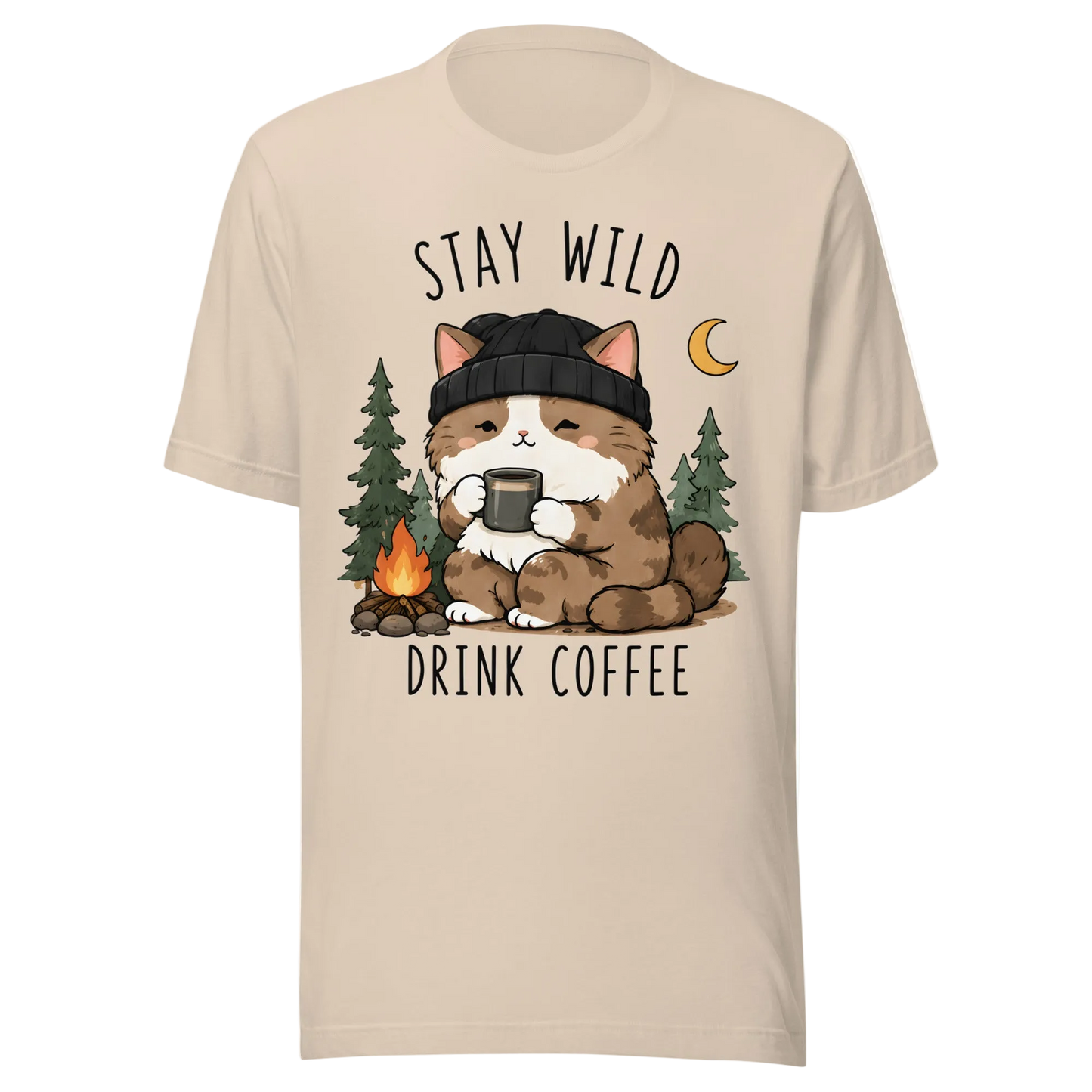 Stay Wild, Drink Coffee Cat T-Shirt – Unisex