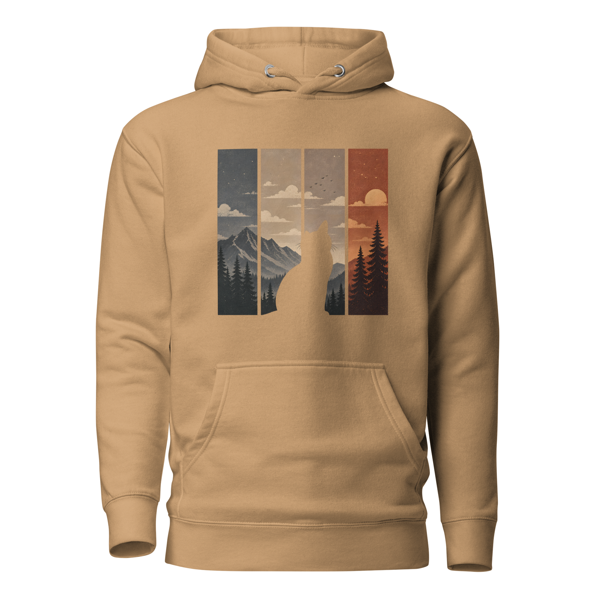 Color: Khaki | Open Horizon hoodie front artwork