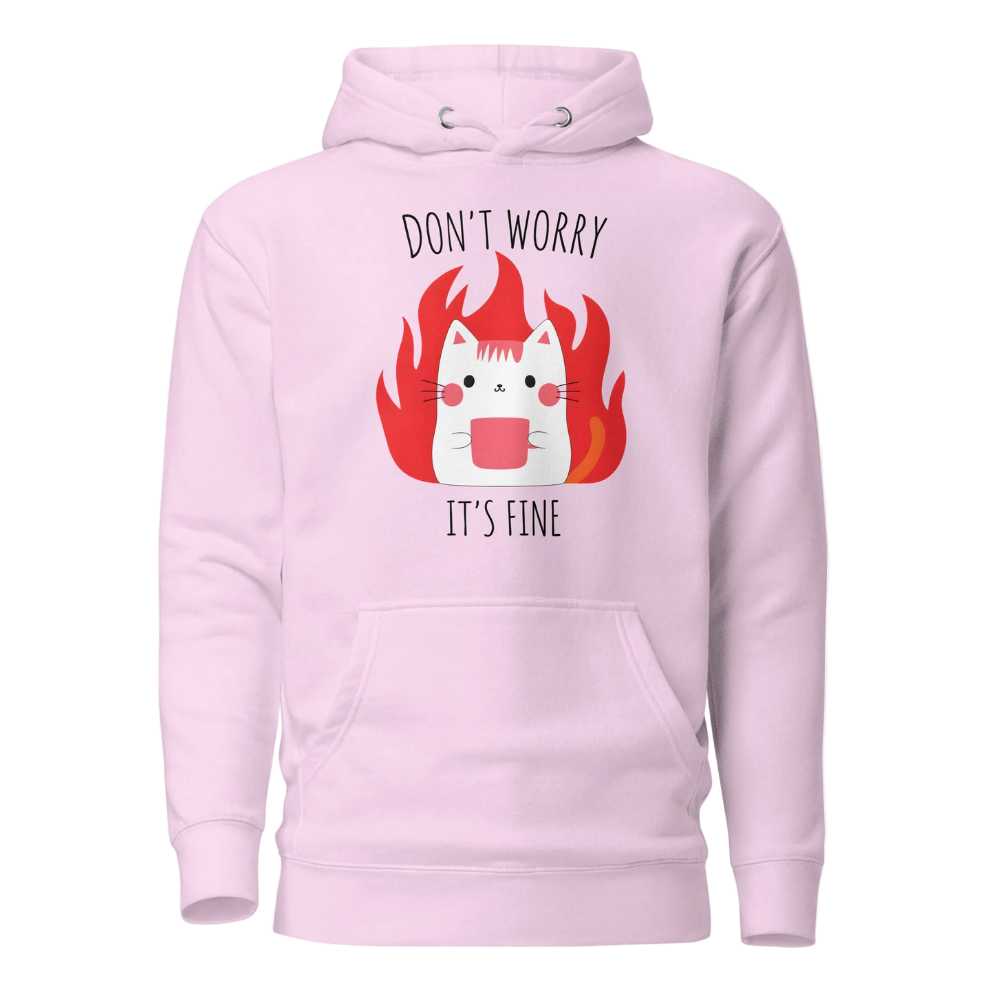 Don’t Worry, It’s Fine Cat Hoodie – Unisex