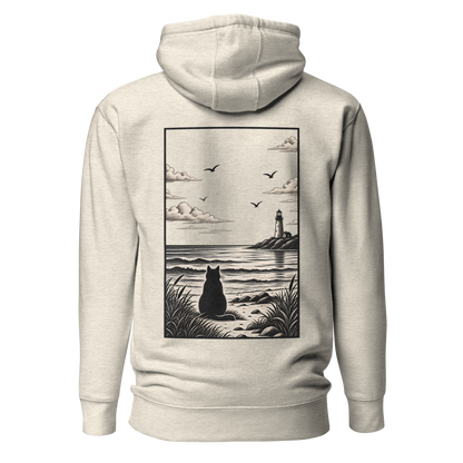 Color: Oatmeal Heather | Distant Shore hoodie back artwork