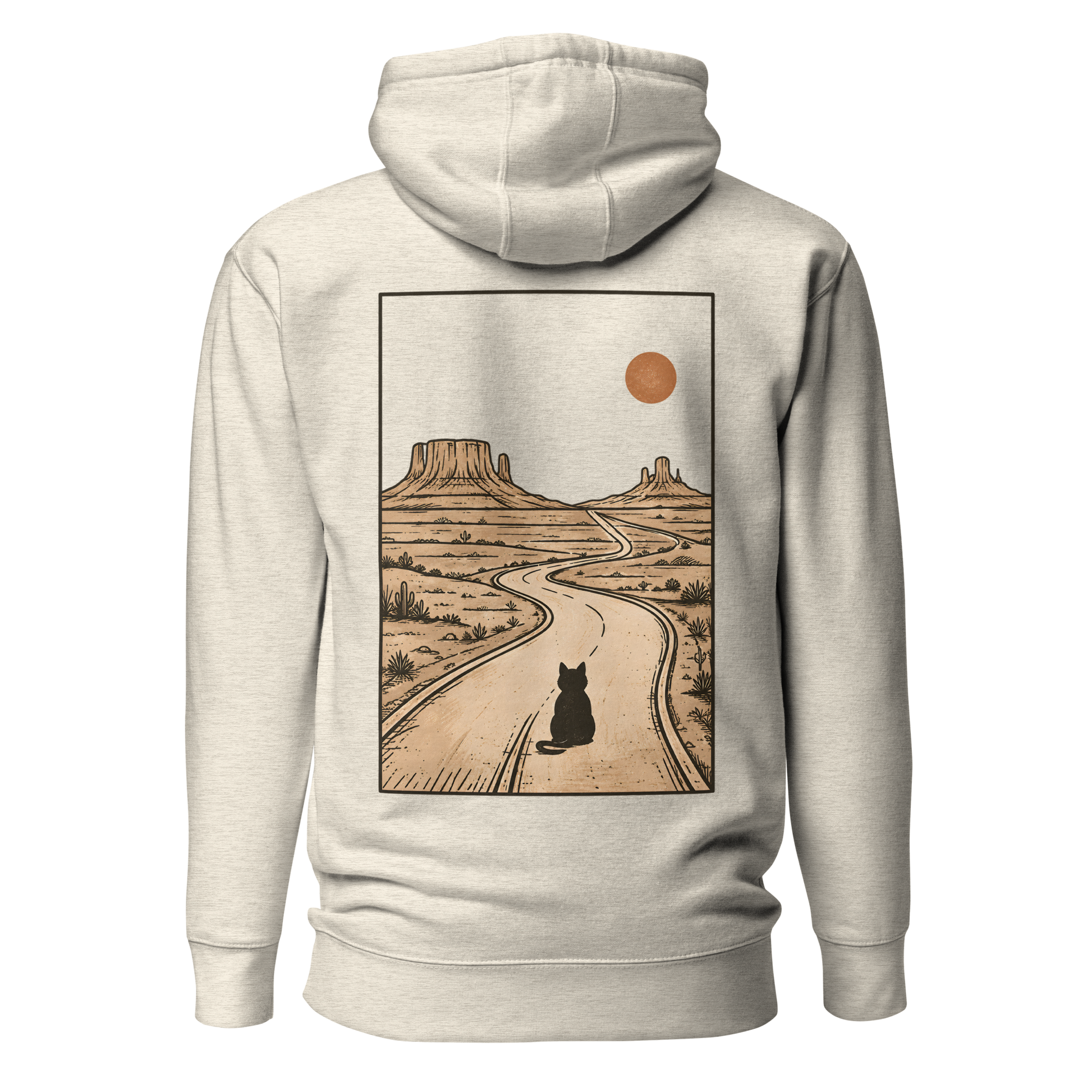Color: Oatmeal Heather | Long Way Home hoodie back artwork