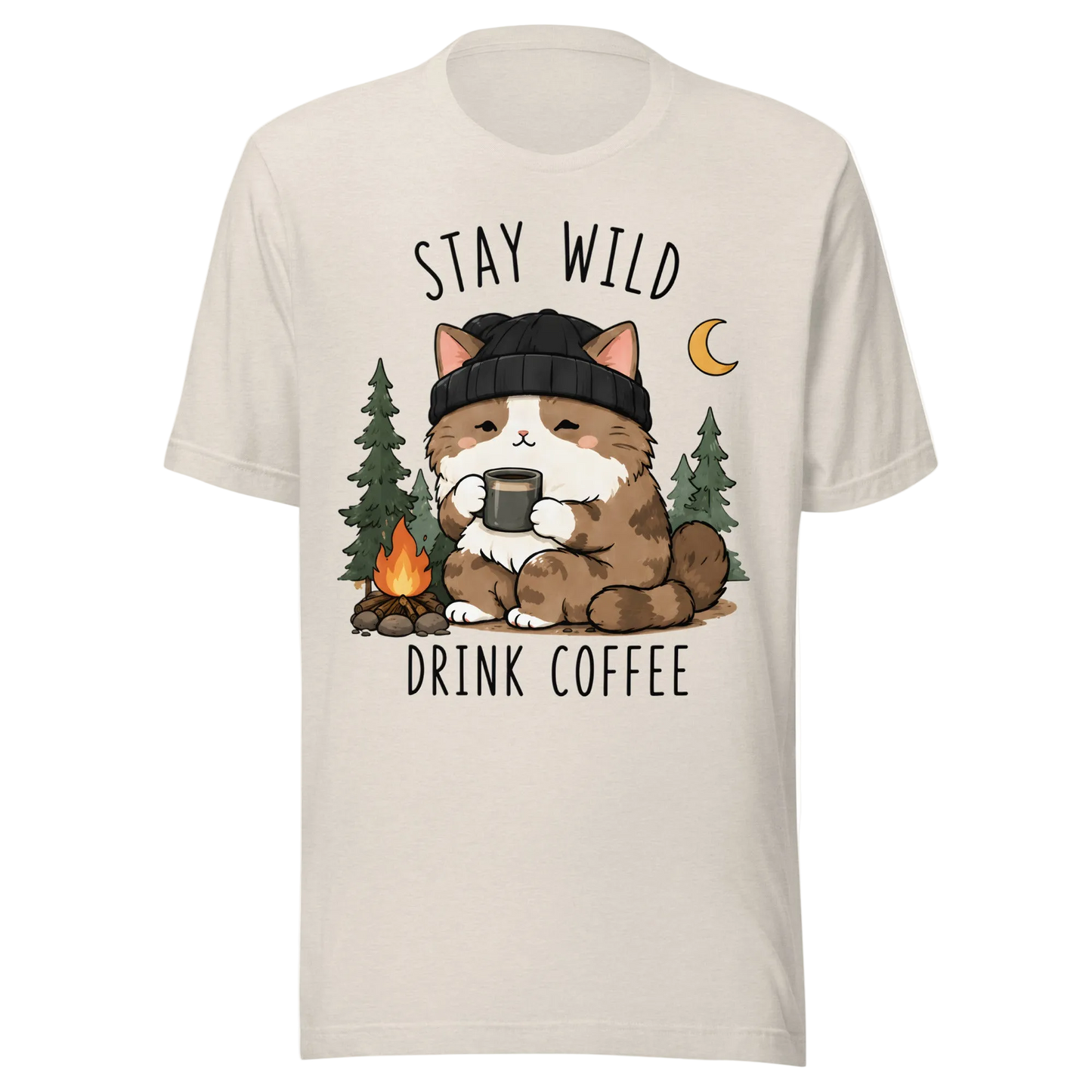 Stay Wild, Drink Coffee Cat T-Shirt – Unisex