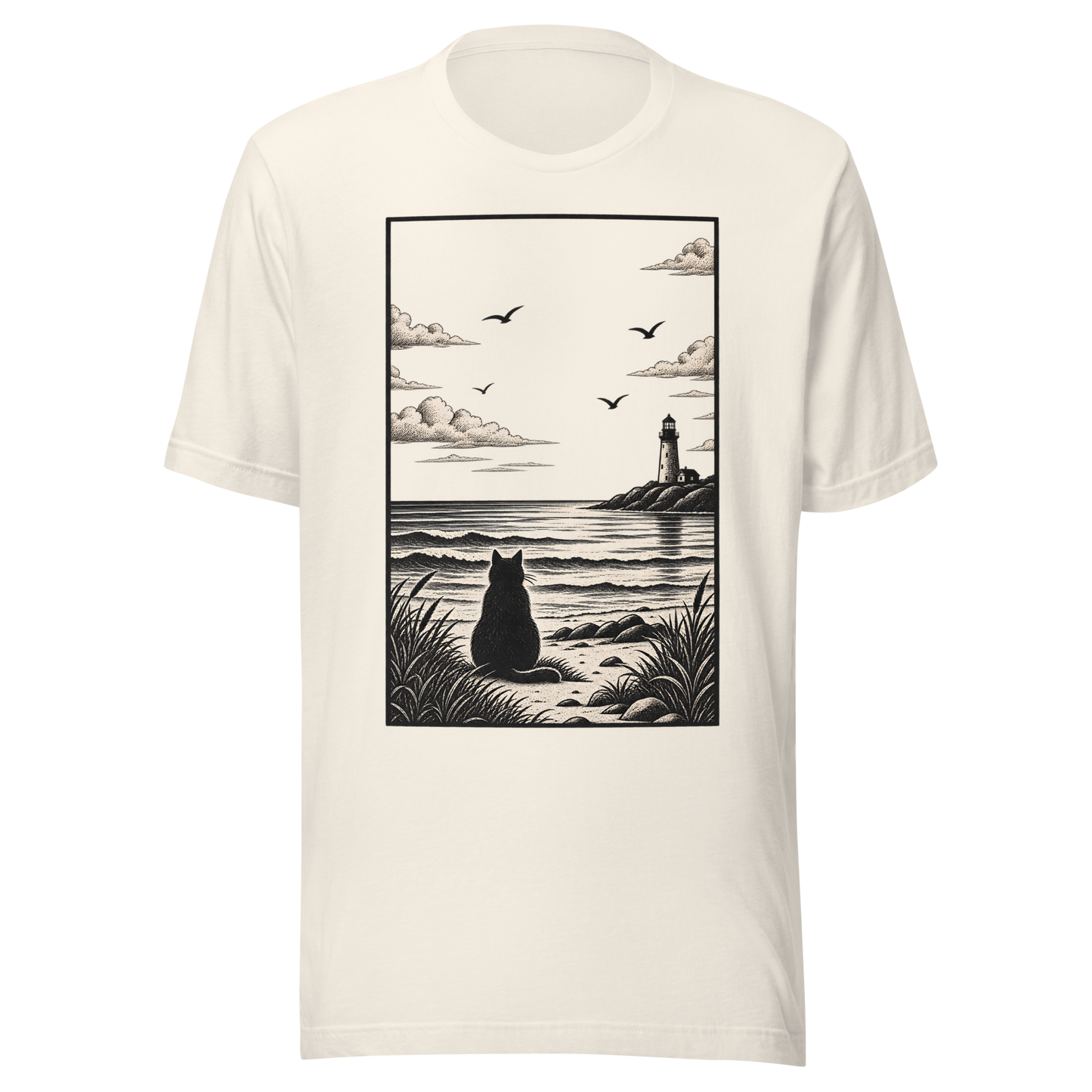 Color: Vintage White | Distant Shore tee front artwork