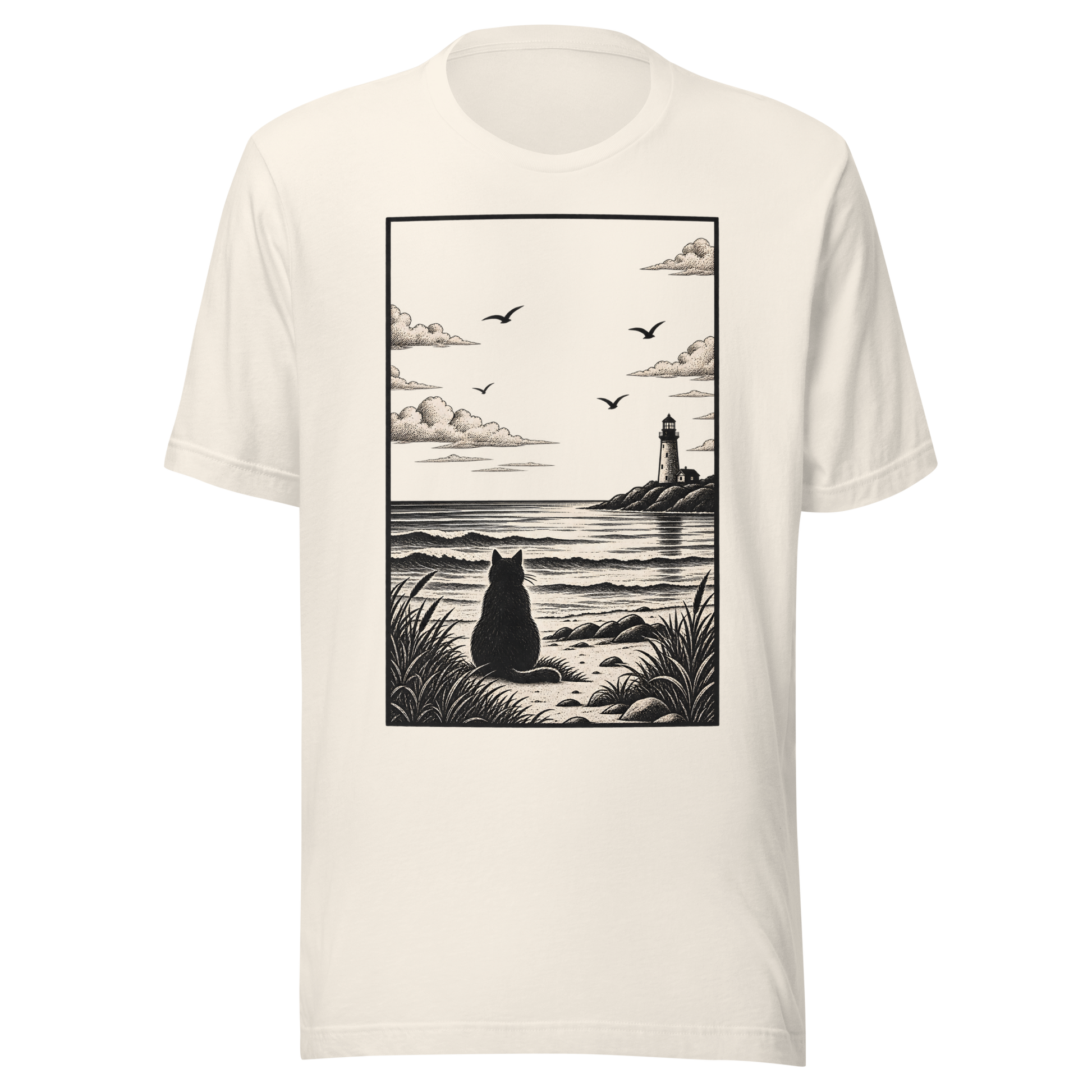 Color: Vintage White | Distant Shore tee front artwork