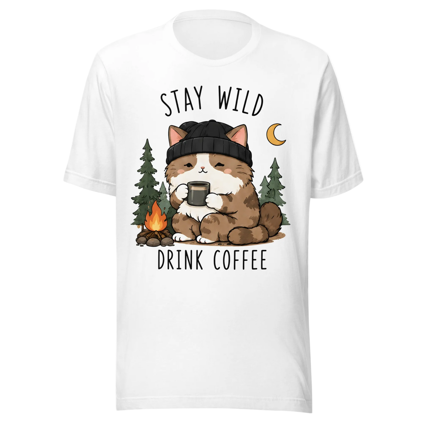 Stay Wild, Drink Coffee Cat T-Shirt – Unisex
